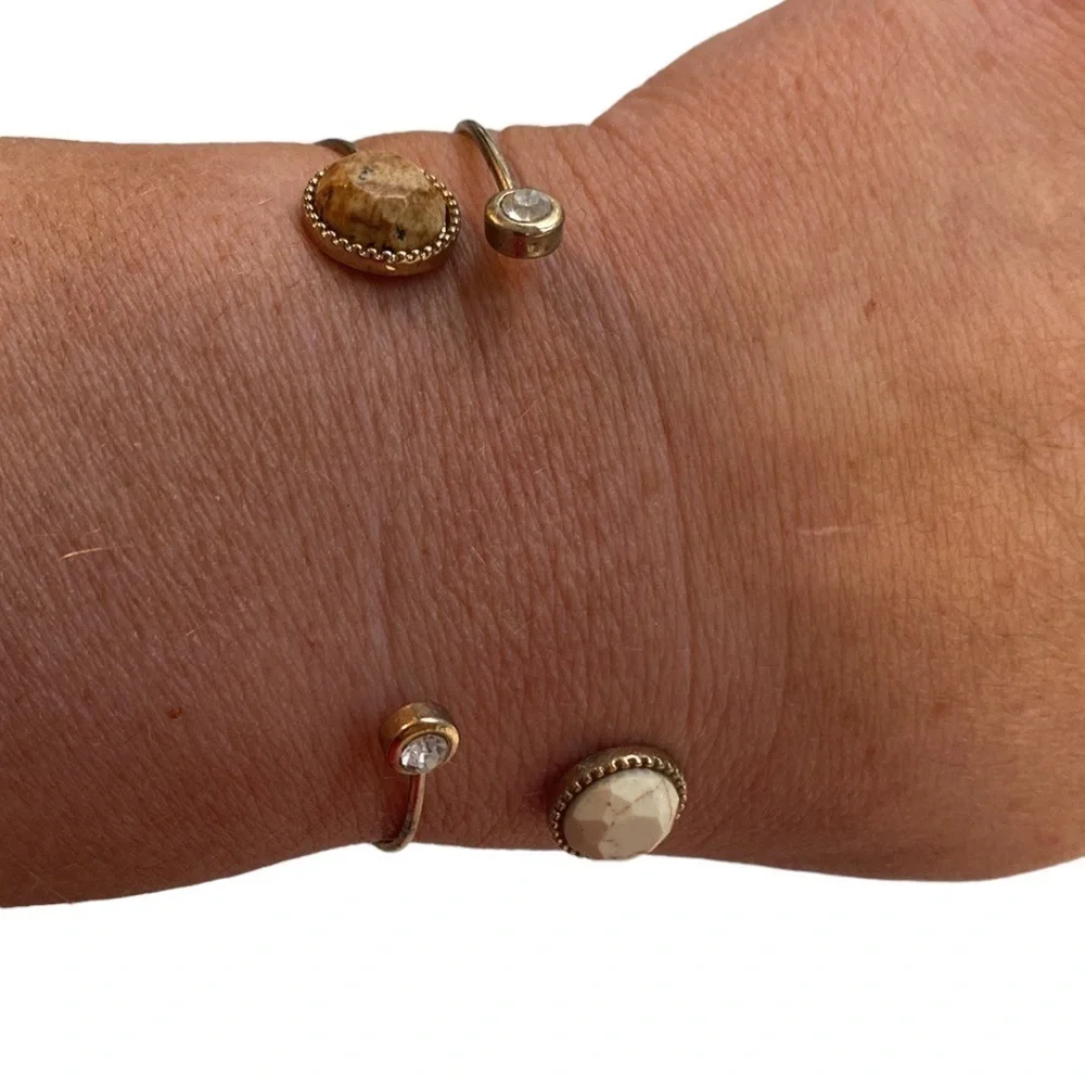 Two piece | Gold | Faux Stone | Bangle Set
